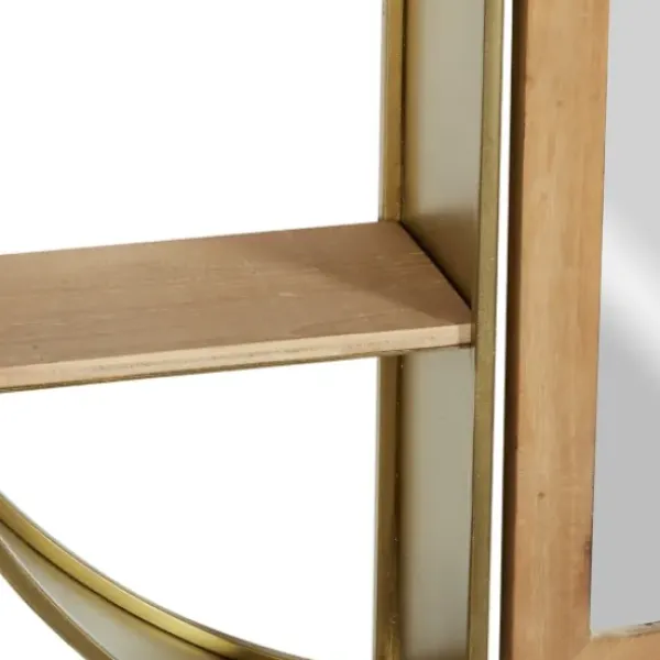 Shelves-Kirkland's Home Golden Floating Shelf With Half-Moon Mirror