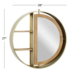 Shelves-Kirkland's Home Golden Floating Shelf With Half-Moon Mirror