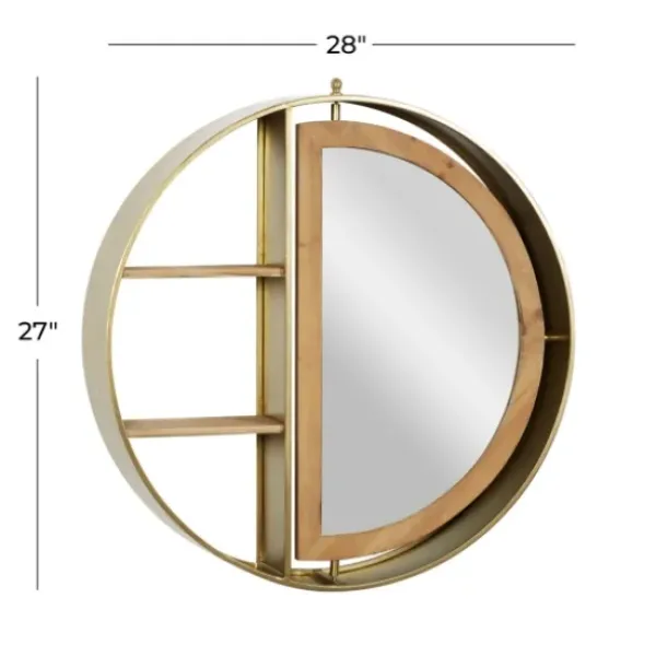 Shelves-Kirkland's Home Golden Floating Shelf With Half-Moon Mirror
