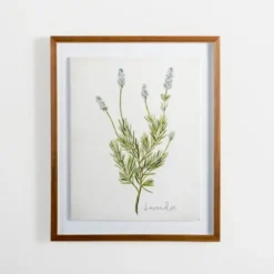 Framed Art-Kirkland's Home Golden Leaves Herbs Lavender Framed Art Print White/Green