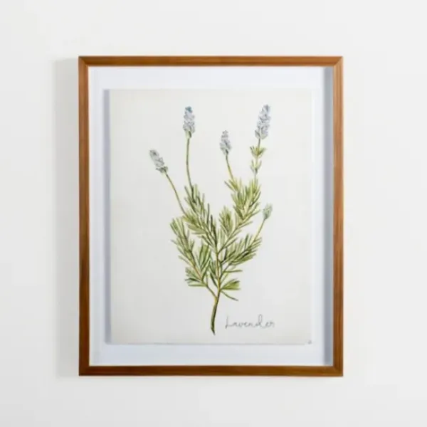 Framed Art-Kirkland's Home Golden Leaves Herbs Lavender Framed Art Print White/Green