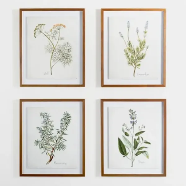 Framed Art-Kirkland's Home Golden Leaves Herbs Lavender Framed Art Print White/Green