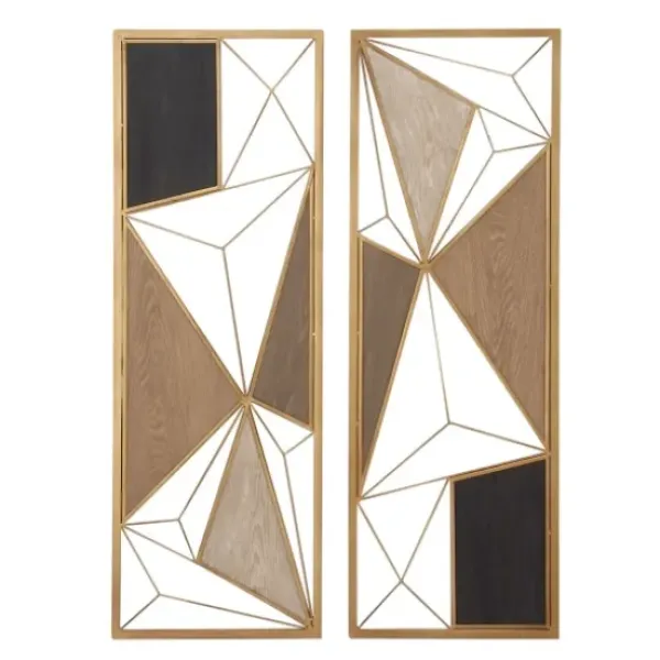 Wall Plaques-Kirkland's Home Golden Mocha Triangular Cut-Out Plaques, Set Of 2 Gold/Brown/Black