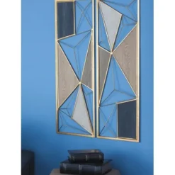 Wall Plaques-Kirkland's Home Golden Mocha Triangular Cut-Out Plaques, Set Of 2 Gold/Brown/Black