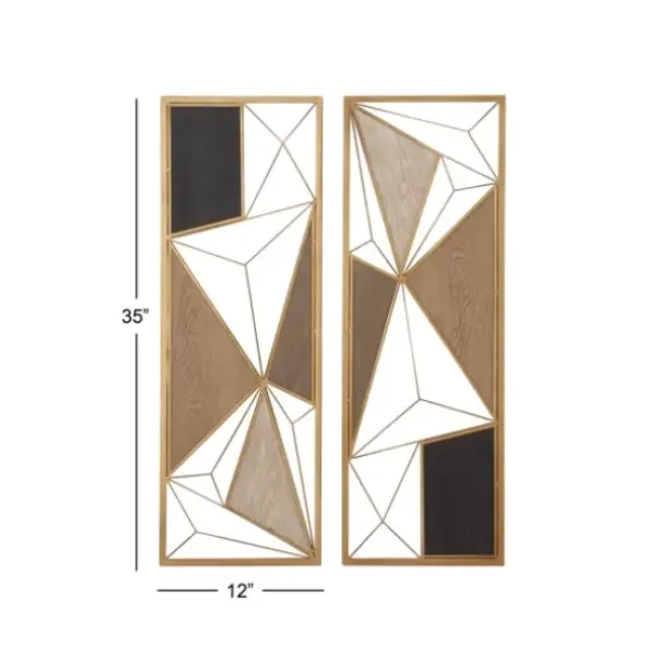 Wall Plaques-Kirkland's Home Golden Mocha Triangular Cut-Out Plaques, Set Of 2 Gold/Brown/Black