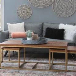 Coffee Tables-Kirkland's Home Golden Nesting 3-Pc. Coffee And Accent Table Set Brown