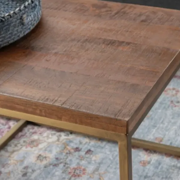 Coffee Tables-Kirkland's Home Golden Nesting 3-Pc. Coffee And Accent Table Set Brown