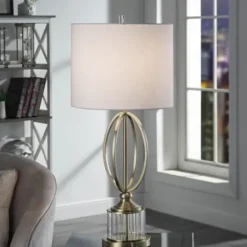 Table Lamps-Kirkland's Home Golden Open Egg Base Table Lamp White