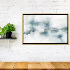 Framed Art-Kirkland's Home Golden Thread Abstract Canvas Framed Art White/Gray/Gold