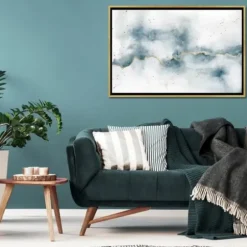 Framed Art-Kirkland's Home Golden Thread Abstract Canvas Framed Art White/Gray/Gold