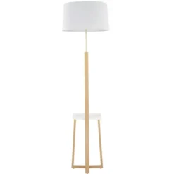 Floor Lamps-Kirkland's Home Golden Triangle Marble Shelf Floor Lamp White