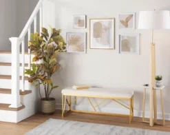 Floor Lamps-Kirkland's Home Golden Triangle Marble Shelf Floor Lamp White