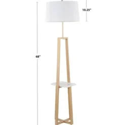 Floor Lamps-Kirkland's Home Golden Triangle Marble Shelf Floor Lamp White