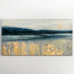 Canvas Art-Kirkland's Home Golden Turquoise Abstract Canvas Wall Art Gold/Blue