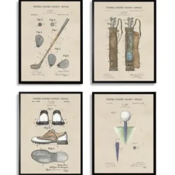 Framed Art-Kirkland's Home Golf Patents Framed Art Prints, Set Of 4 Brown/Multi