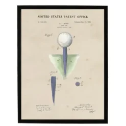 Framed Art-Kirkland's Home Golf Tee Patent Framed Art Print Tan