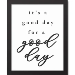 Wall Quotes & Signs-Kirkland's Home Good Day For A Good Day Framed Canvas Wall Plaque White/Black