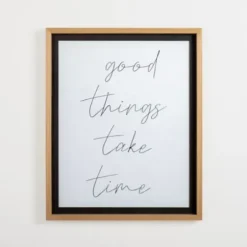 Wall Quotes & Signs-Kirkland's Home Good Things Take Time Framed Wall Plaque White/Black