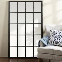 Full Length & Floor Mirrors-Kirkland's Home Grande Black Window Pane Leaner Mirror