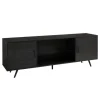 Tv Stands & Media Consoles-Kirkland's Home Graphite 2-Door Glass Shelf Media Cabinet Black