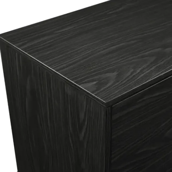 Tv Stands & Media Consoles-Kirkland's Home Graphite 2-Door Glass Shelf Media Cabinet Black