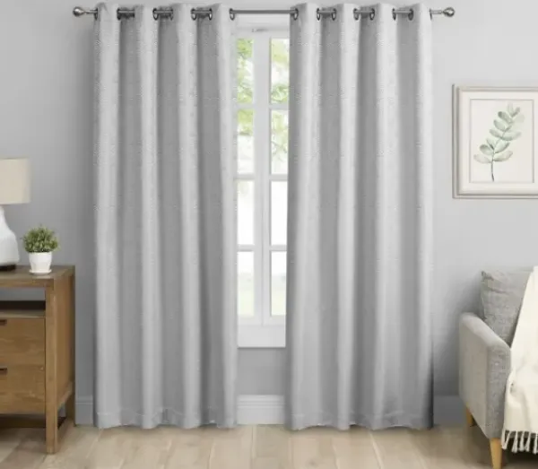 Curtains & Drapes-Kirkland's Home Graphite Stripe Single Curtain Panel, 84 In. Gray/White