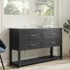 Cabinets & Sideboards-Kirkland's Home Graphite Wood Storage Buffet With Faux Marble Top Gray/White