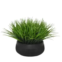 Arrangements & Greenery-Kirkland's Home Grass Arrangement In Black Ceramic Bowl Green/Black