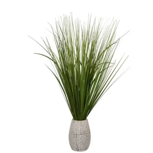 Arrangements & Greenery-Kirkland's Home Grass Arrangement In Crackled Cream Pot Green/Ivory
