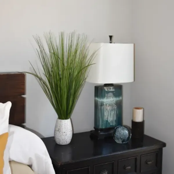 Arrangements & Greenery-Kirkland's Home Grass Arrangement In Crackled Cream Pot Green/Ivory