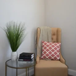 Arrangements & Greenery-Kirkland's Home Grass Arrangement In Crackled Cream Pot Green/Ivory