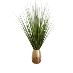 Arrangements & Greenery-Kirkland's Home Grass Arrangement In Crackled Gold Pot Green/Gold