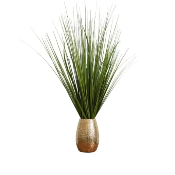 Arrangements & Greenery-Kirkland's Home Grass Arrangement In Crackled Gold Pot Green/Gold