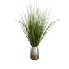 Arrangements & Greenery-Kirkland's Home Grass Arrangement In Crackled Silver Pot Green/Silver
