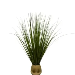 Arrangements & Greenery-Kirkland's Home Grass Arrangement In Gold Ribbed Pot Green/Gold