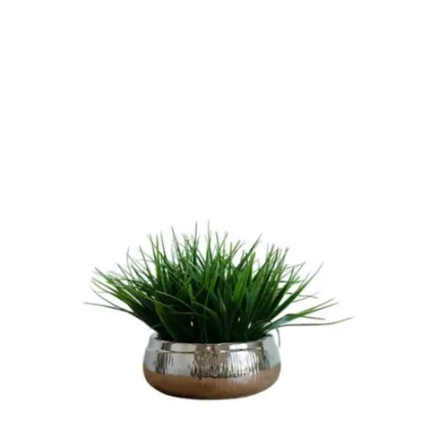 Arrangements & Greenery-Kirkland's Home Grass Arrangement In Silver Ceramic Bowl Green/Silver