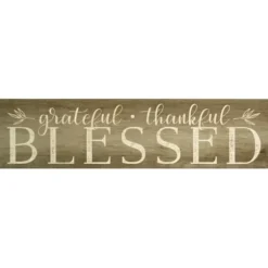 Wall Quotes & Signs-Kirkland's Home Grateful, Thankful, Blessed Wooden Wall Plaque Brown/White