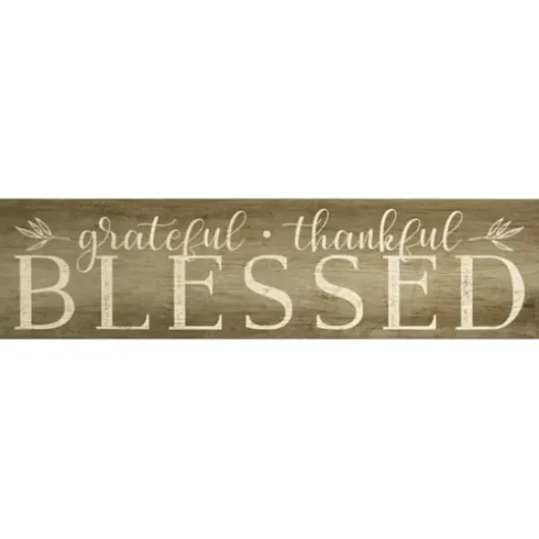Wall Quotes & Signs-Kirkland's Home Grateful, Thankful, Blessed Wooden Wall Plaque Brown/White