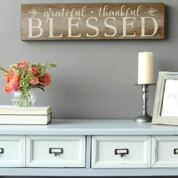 Wall Quotes & Signs-Kirkland's Home Grateful, Thankful, Blessed Wooden Wall Plaque Brown/White