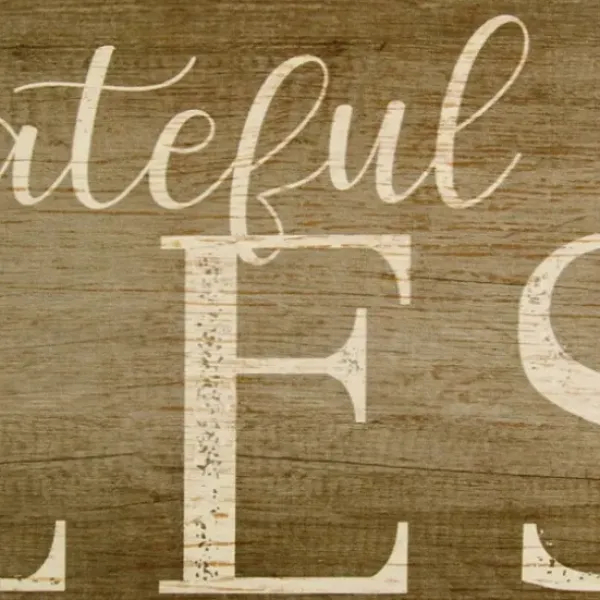 Wall Quotes & Signs-Kirkland's Home Grateful, Thankful, Blessed Wooden Wall Plaque Brown/White