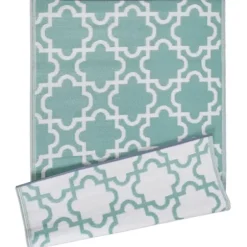 Outdoor Rugs-Kirkland's Home Gray And Aqua Palm Leaves Outdoor Area Rug, 5X7 Gray/Blue