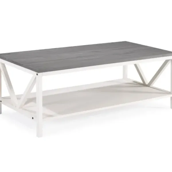 Coffee Tables-Kirkland's Home Gray And Barnwood Coffee Table White