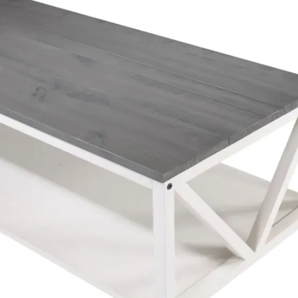 Coffee Tables-Kirkland's Home Gray And Barnwood Coffee Table White