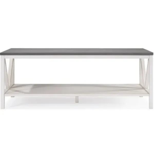 Coffee Tables-Kirkland's Home Gray And Barnwood Coffee Table White