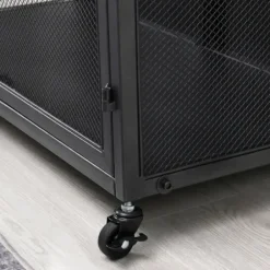 Kitchen Islands & Bar Carts-Kirkland's Home Gray And Black Mesh 2-Door Bar Cart