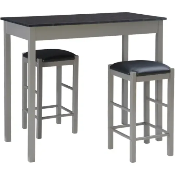 Dining Sets-Kirkland's Home Gray And Black 3-Pc. Stool And Table Set