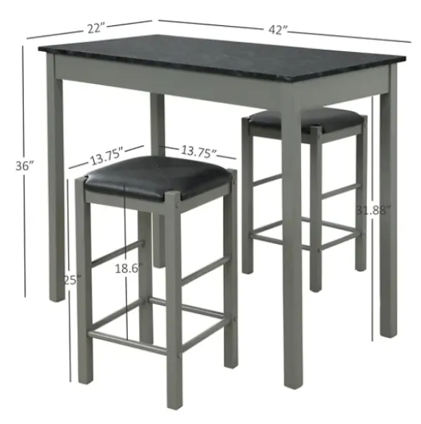 Dining Sets-Kirkland's Home Gray And Black 3-Pc. Stool And Table Set