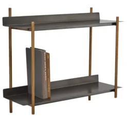 Shelves-Kirkland's Home Gray And Brass Metal Wall Shelf