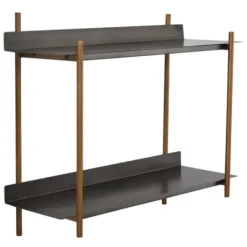 Shelves-Kirkland's Home Gray And Brass Metal Wall Shelf