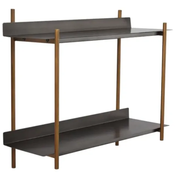 Shelves-Kirkland's Home Gray And Brass Metal Wall Shelf